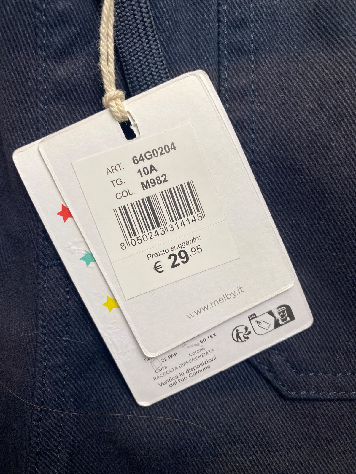 Pantaloni cargo in twill di cotone blu - scolorito sul davanti