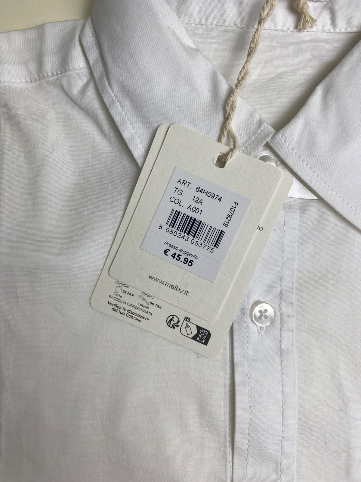 Camicia Bianca a Maniche Lunghe Melby - difetto macchia lavabile