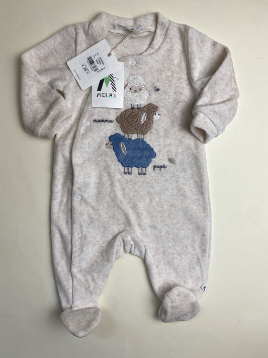 Tutina neonato Melby con ricamo  pecorelle - macchia 