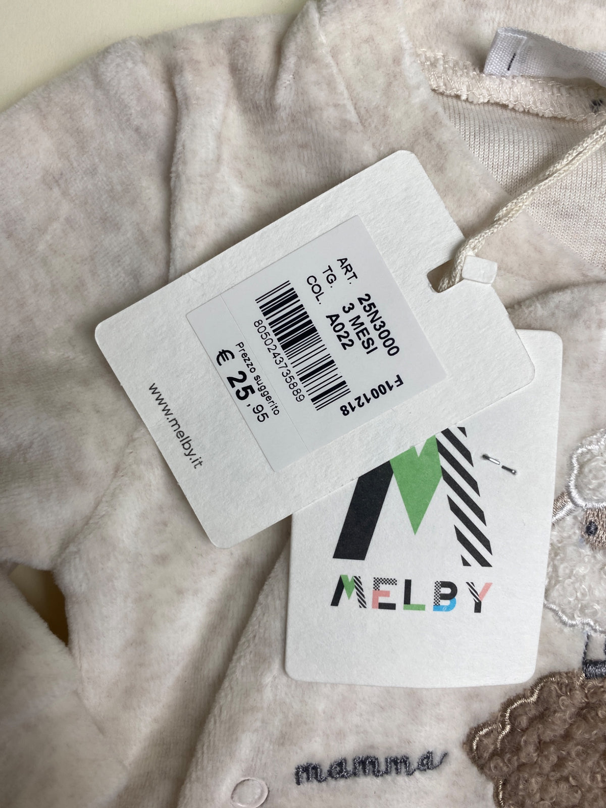 Tutina neonato Melby con ricamo  pecorelle - macchia 