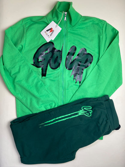 Tuta sportiva Melby verde con stampa