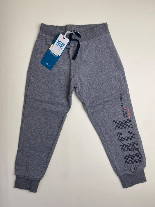 Pantaloni Tuta Bambino Melby Grigio con Stampa Race - piccolissimo buco