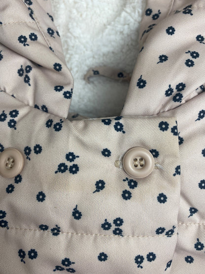 Piumino Bambina con Cappuccio e Stampa Floreale