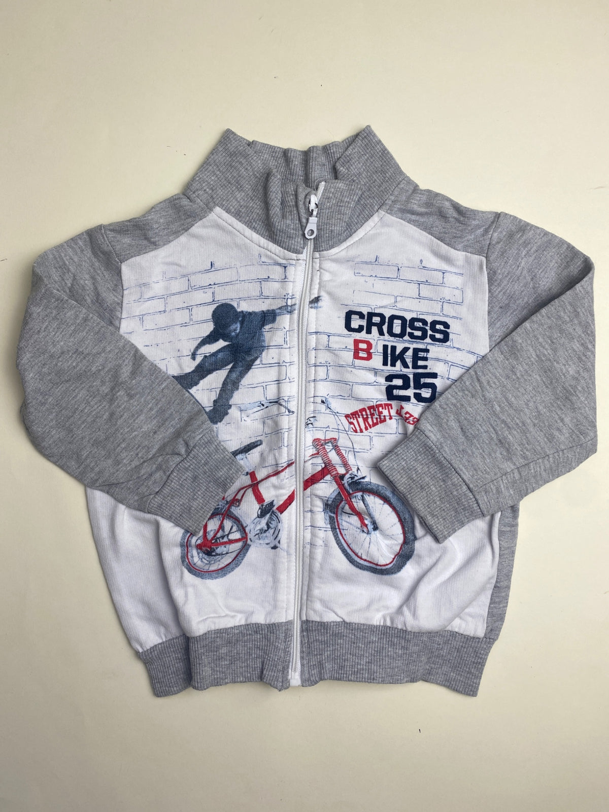 Felpa Bambino con Zip e Stampa Sportiva BMX Skateboard