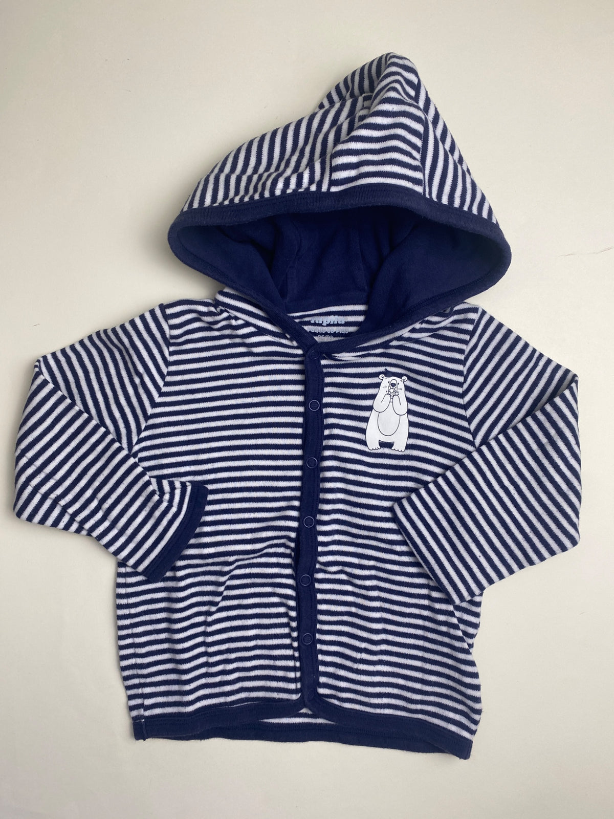 Cardigan con cappuccio a righe per neonato