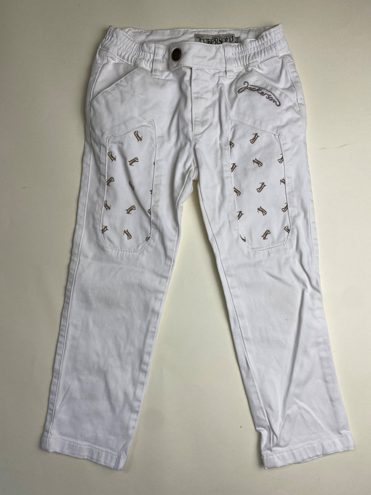 Pantaloni bianchi Jeckerson per bambini con ricamo