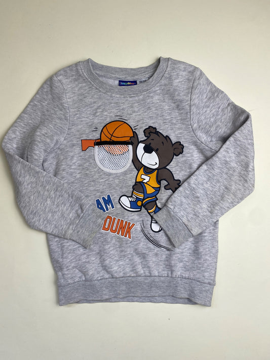 Felpa Bambino Grigia con Stampa Orsetto Basket
