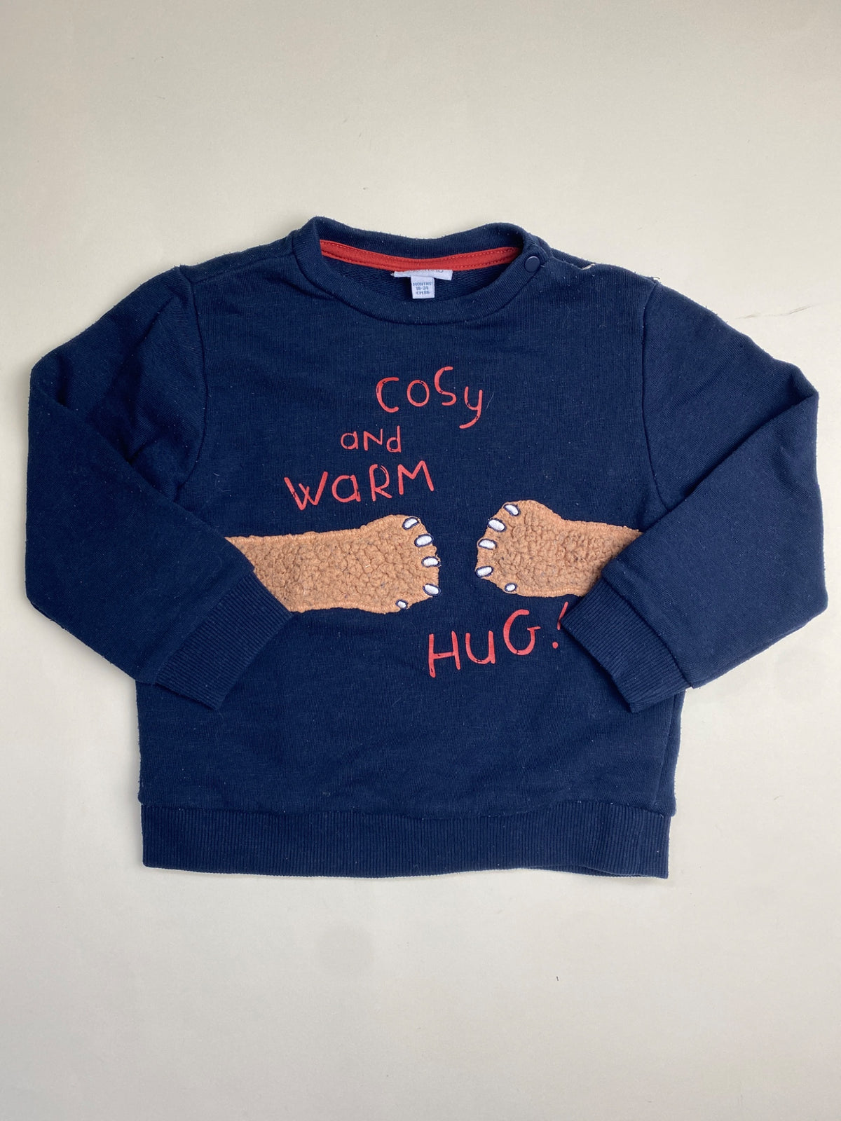 Felpa Bambino Jacadi Blu con Stampa 'Cosy and Warm Hug!'