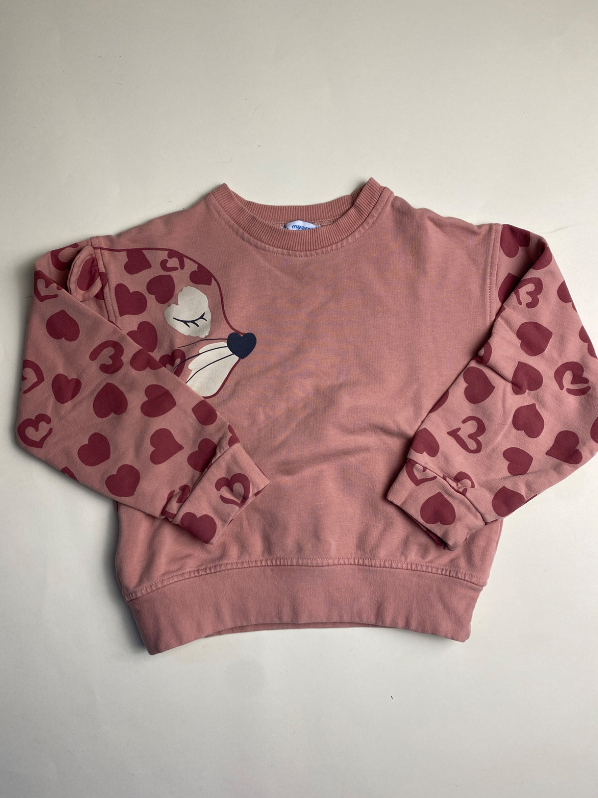 Felpa bambina Mayoral rosa con stampa volpe e cuori