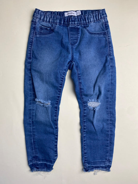 Jeans blu in denim con strappi per bambini