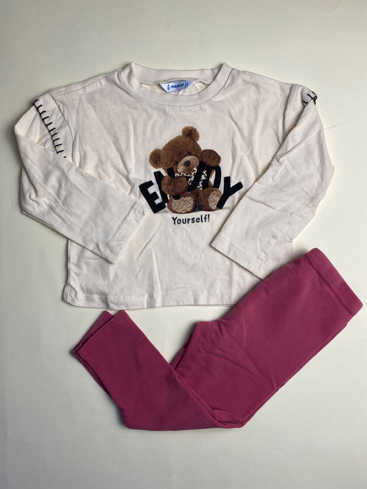 Completo Bambina Maglietta Orsetto e Leggings
