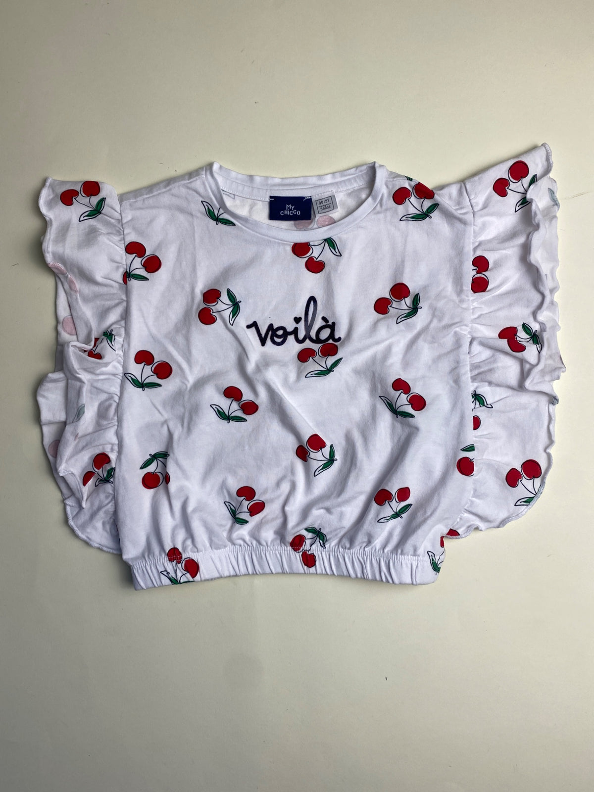 Top Bambina Chicco con Stampa Ciliegie e Volant