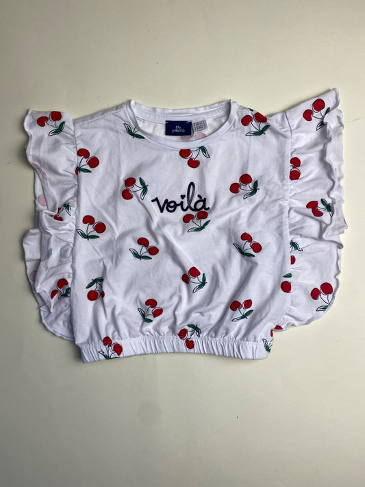 Top Bambina Chicco con Stampa Ciliegie e Volant