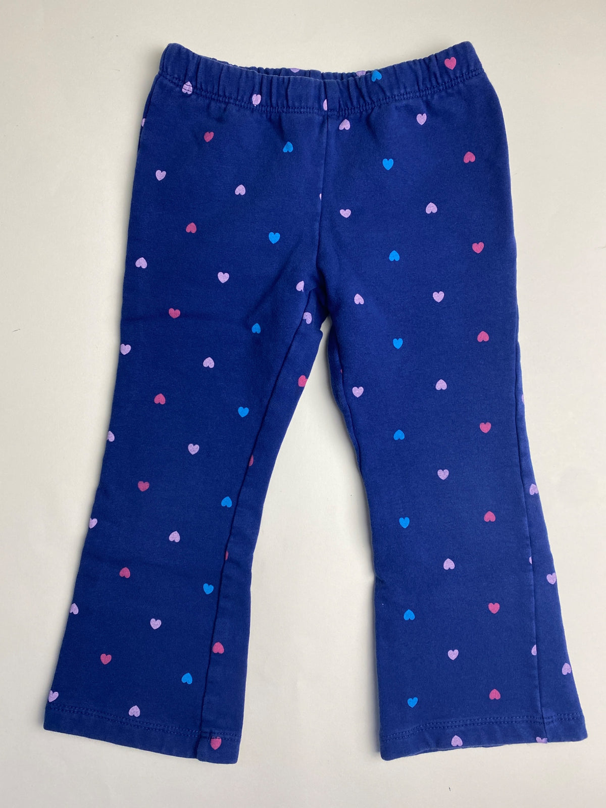 Pantaloni leggings blu con stampa cuori per bambina