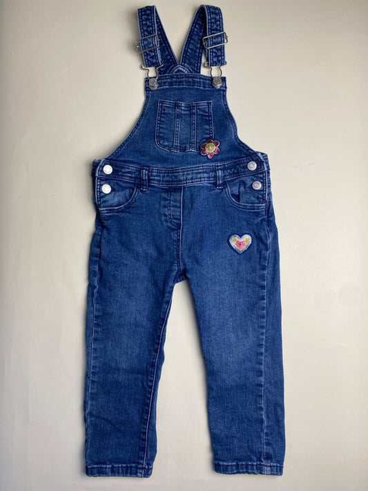 Salopette Jeans Bambina con Bretelle Regolabili e Patch Decorativi