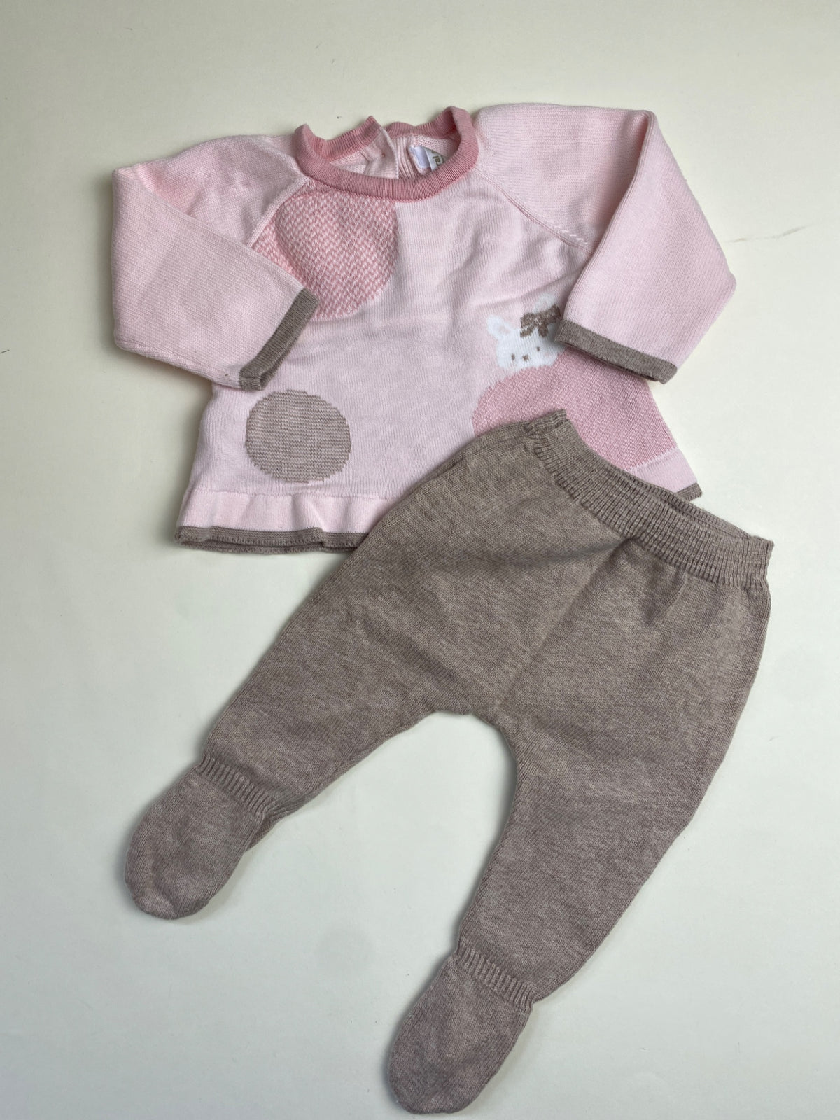 Completo Neonato Maglia Rosa e Pantaloni con Piedini