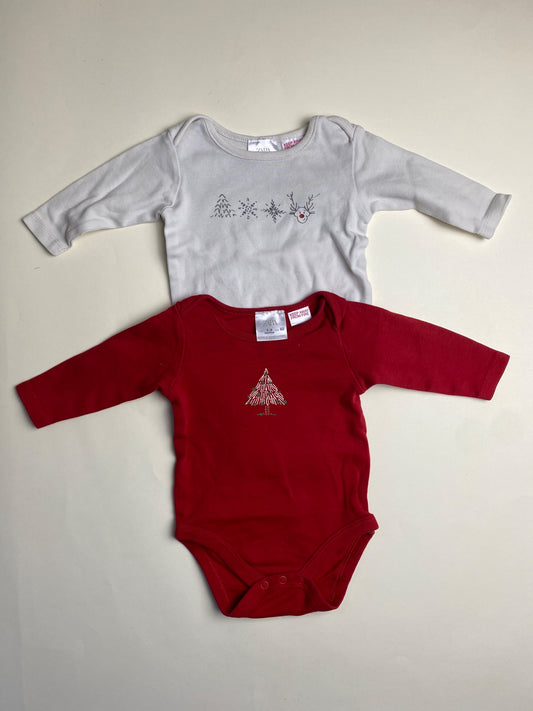 Set 2 Body Neonato Manica Lunga Natalizi
