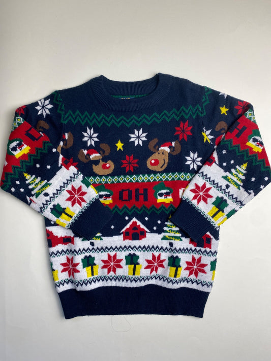 Maglione Natalizio con Renne e Motivi Festivi