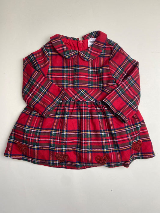 Abito natalizio Tartan Rosso per Neonata con Cuori