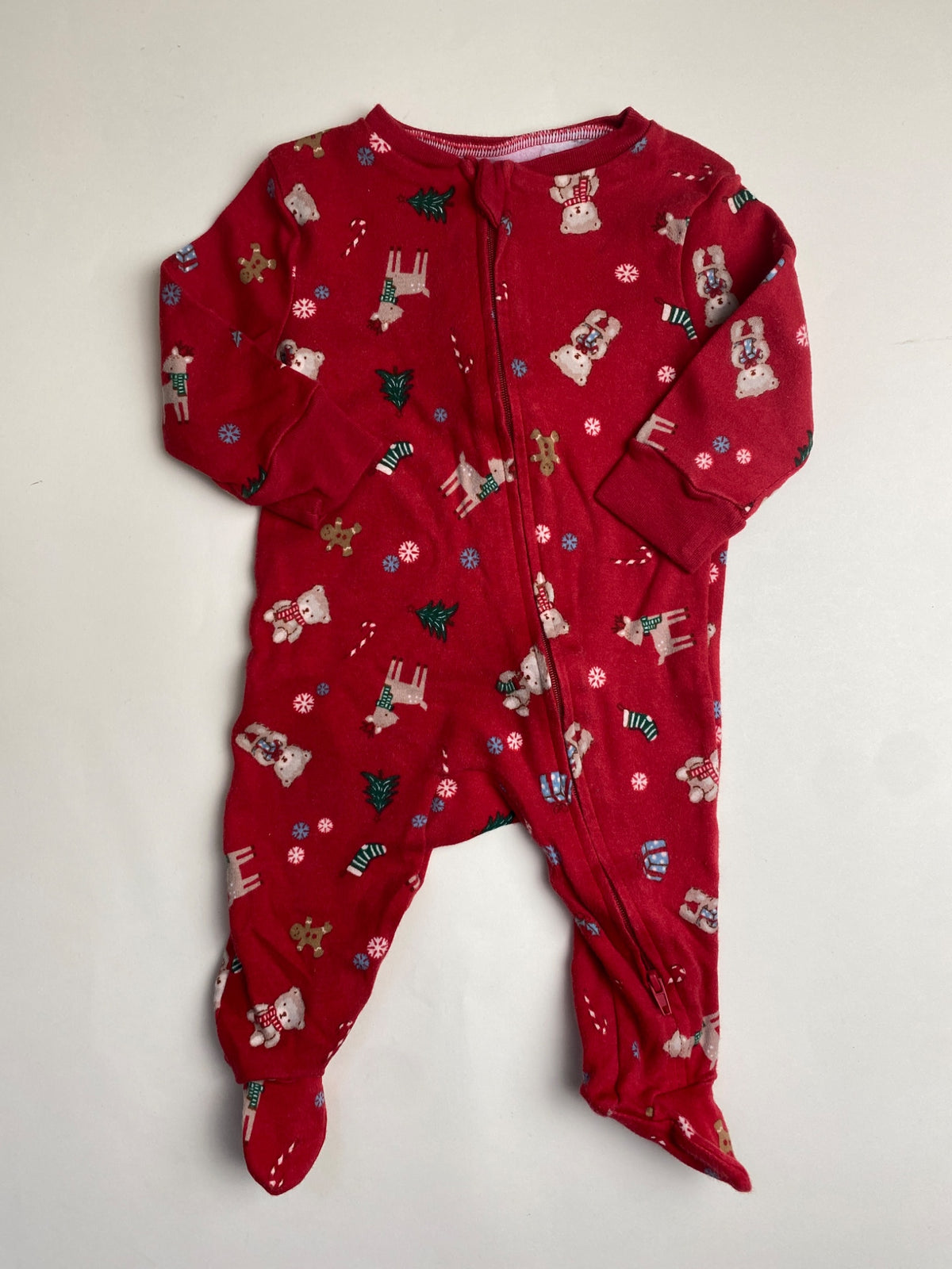 Tutina neonato natalizia rossa con orsetti e renne