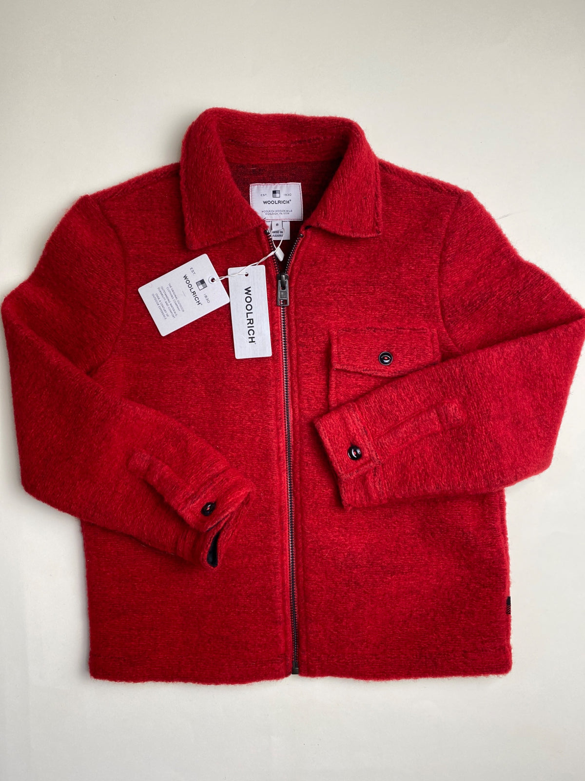 Giacca Overshirt Woolrich Rossa in Tessuto Spazzolato