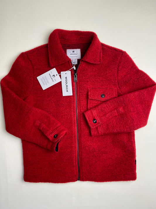 Giacca Overshirt Woolrich Rossa in Tessuto Spazzolato