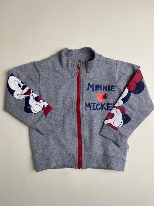 Felpa Grigia con Zip Minnie e Mickey