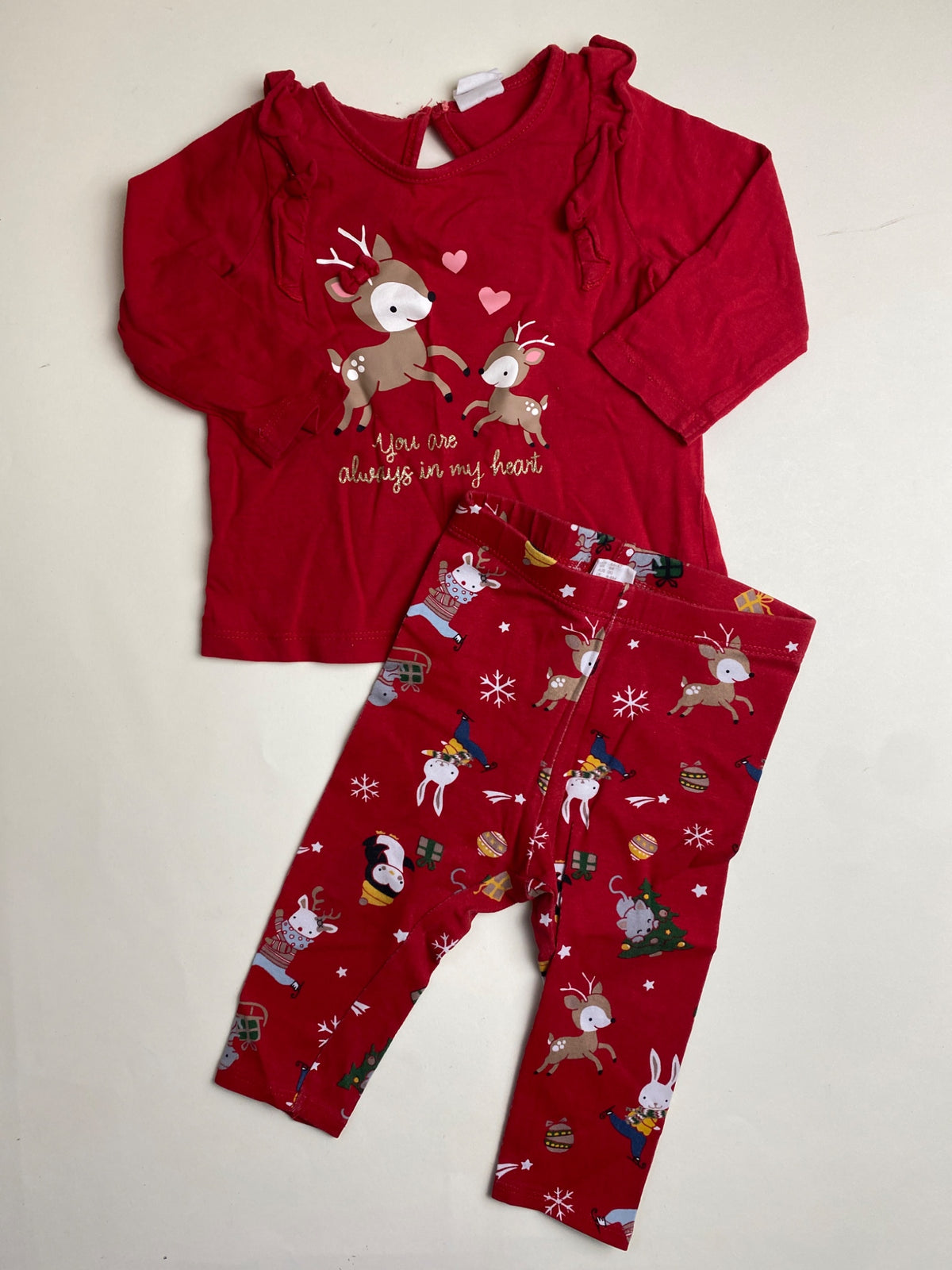Completo Natalizio Bambina Maglia e Leggings Renne