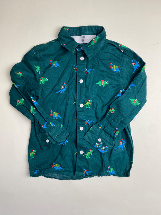 Camicia bambino H&M con dinosauri natalizi