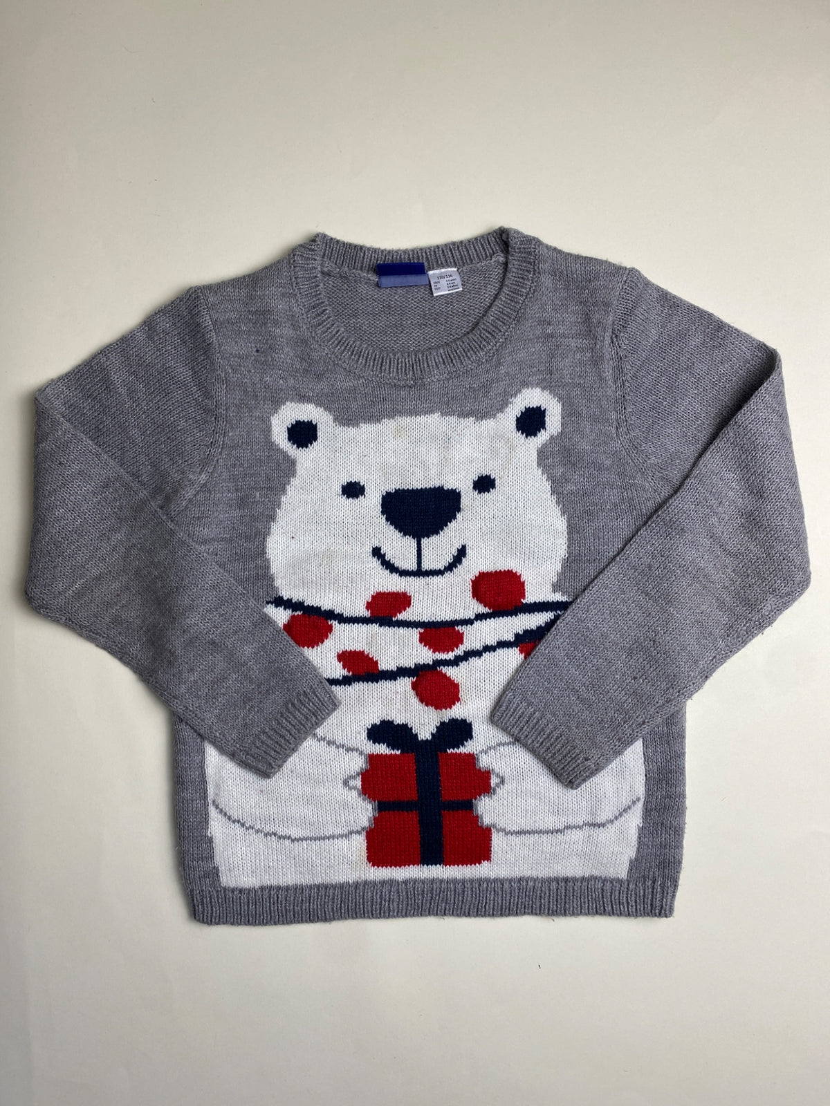 Maglione Grigio con Orso Polare e Regalo