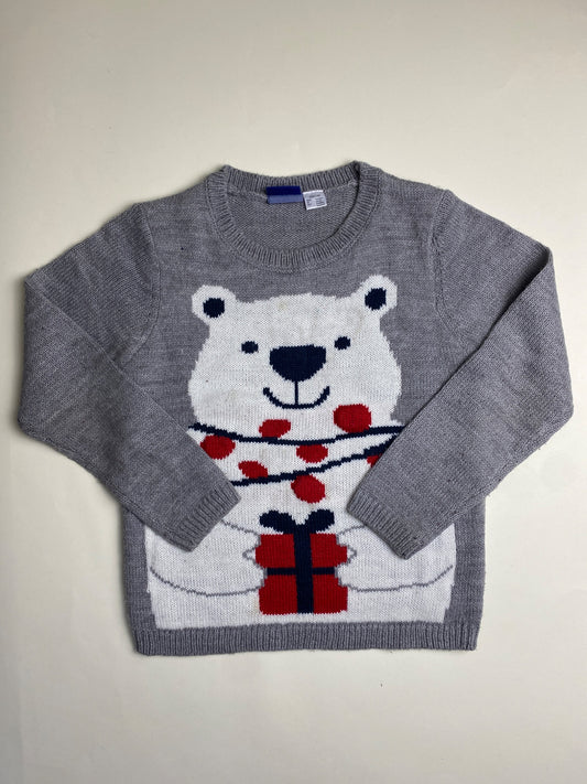 Maglione Grigio con Orso Polare e Regalo