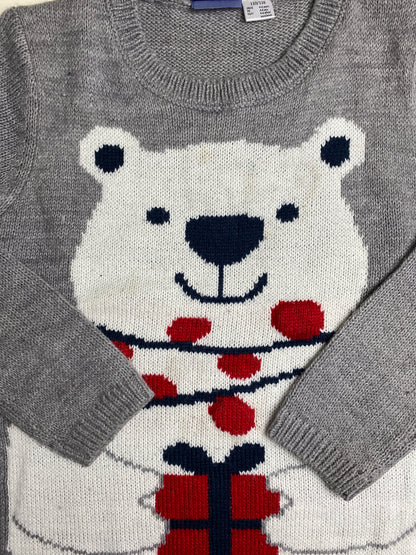 Maglione Grigio con Orso Polare e Regalo