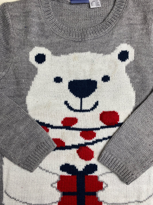 Maglione Grigio con Orso Polare e Regalo