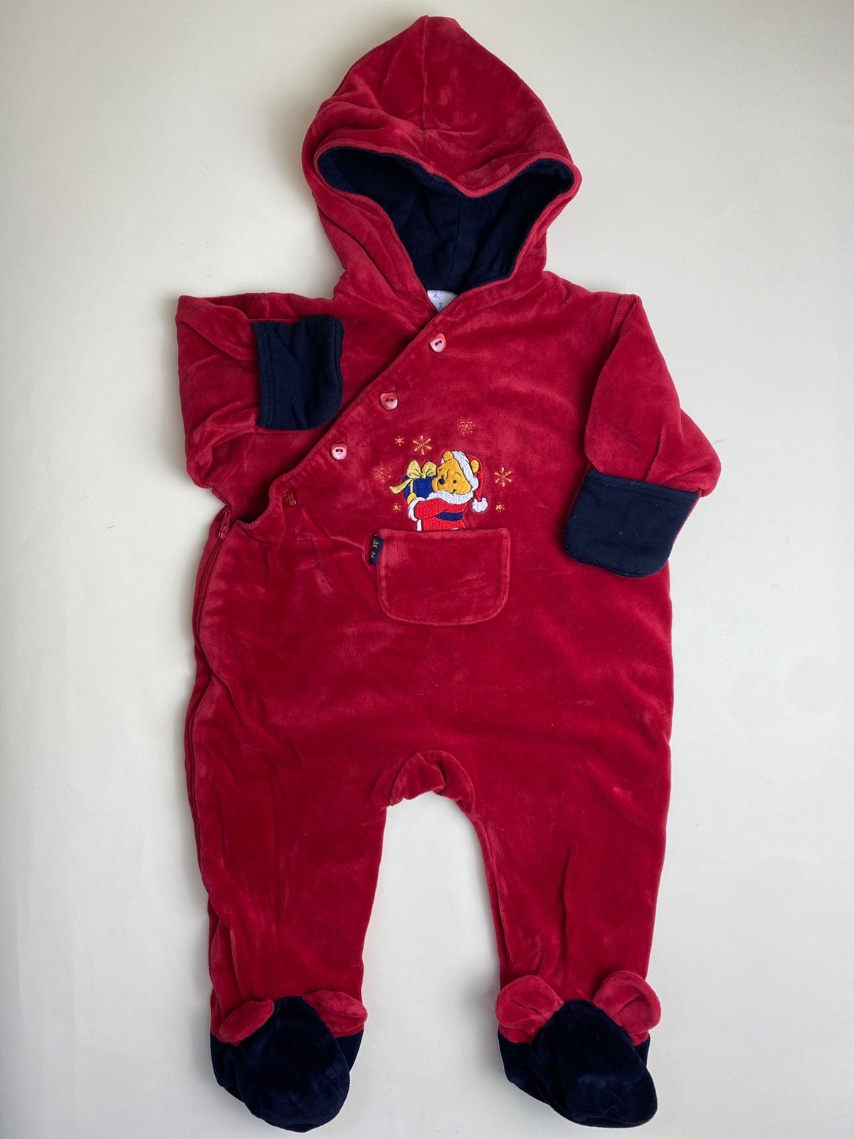 Tutina neonato Winnie the Pooh natalizia in velluto