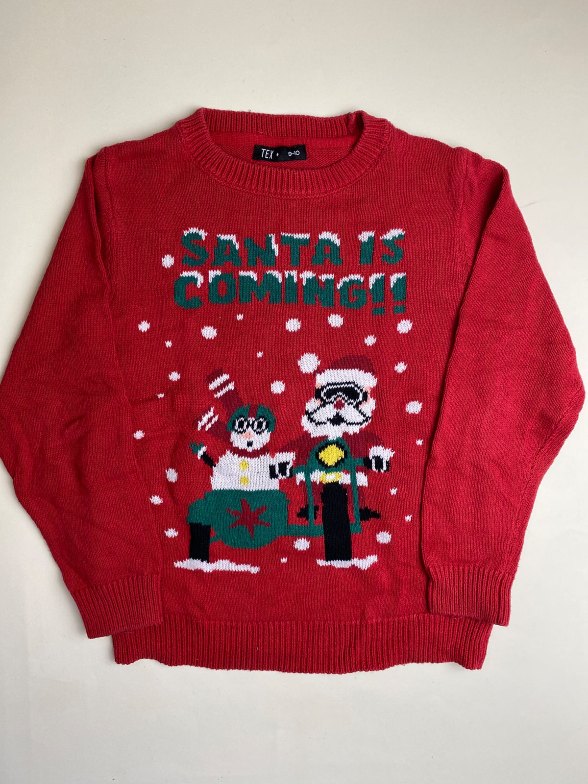 Maglione Natalizio Rosso con Stampa "Santa is Coming!!"