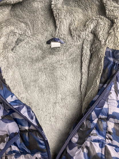 Piumino Bambino Camouflage Blu con Cappuccio Foderato