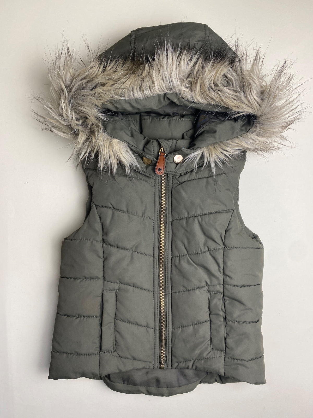 Gilet Imbottito con Cappuccio e Pelliccia Sintetica staccabile