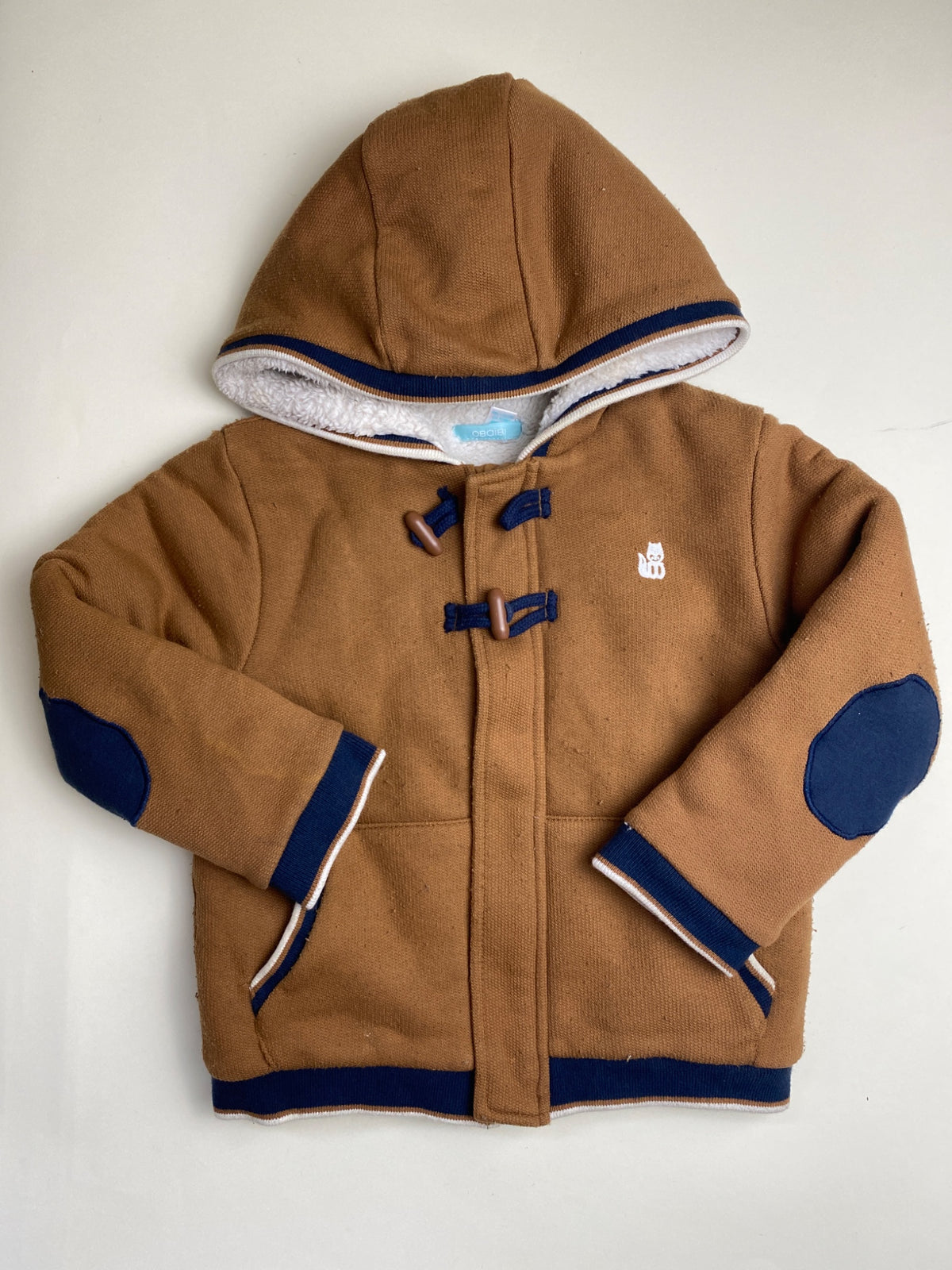 Giacca Duffle Coat Bambino con Cappuccio e Gomitiere